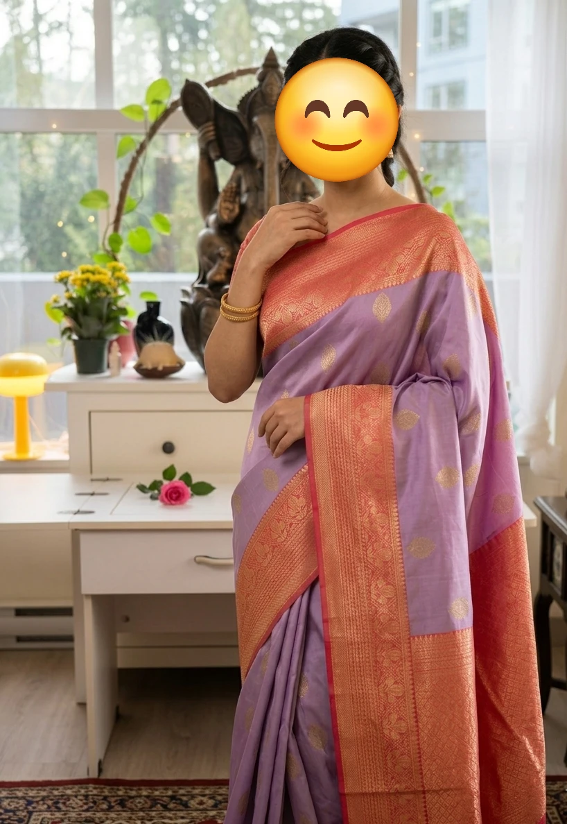 Premium kanchivaram Silk Saree with Gold Zari Border