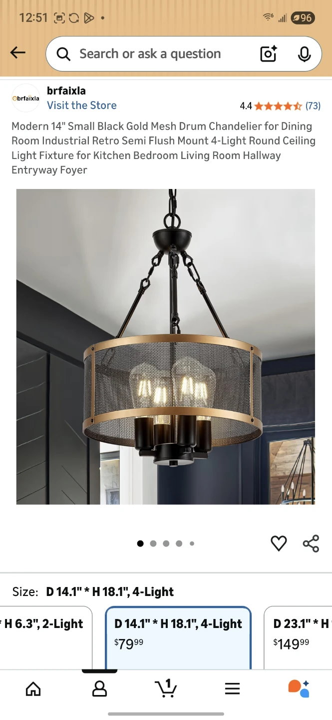 Modern 14" Black Gold Mesh Drum Chandelier - photo 5