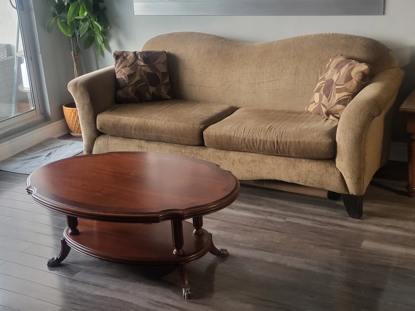 Tan loveseat couch
