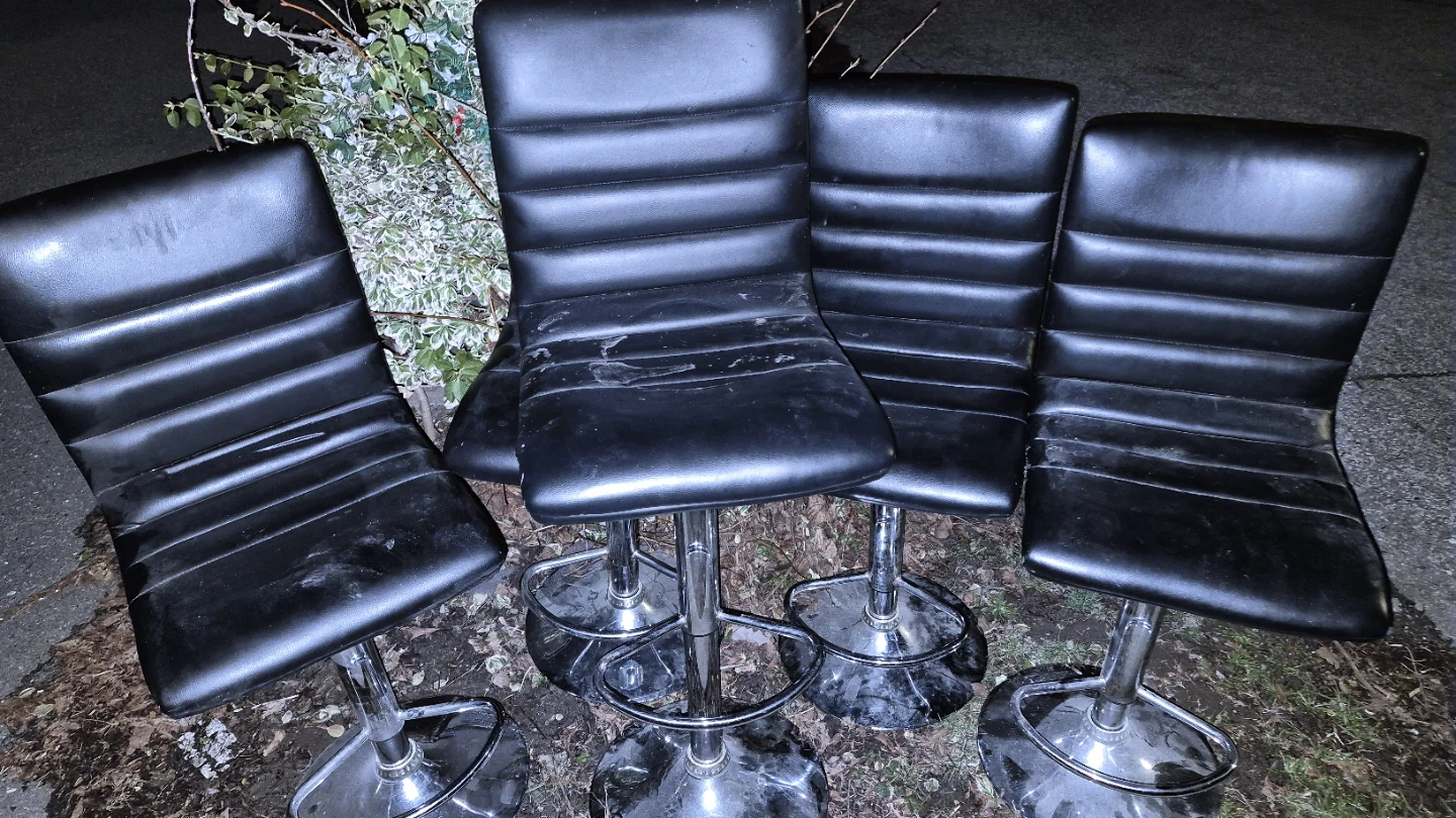 Set of 5 Black Adjustable Bar Stools - photo 2