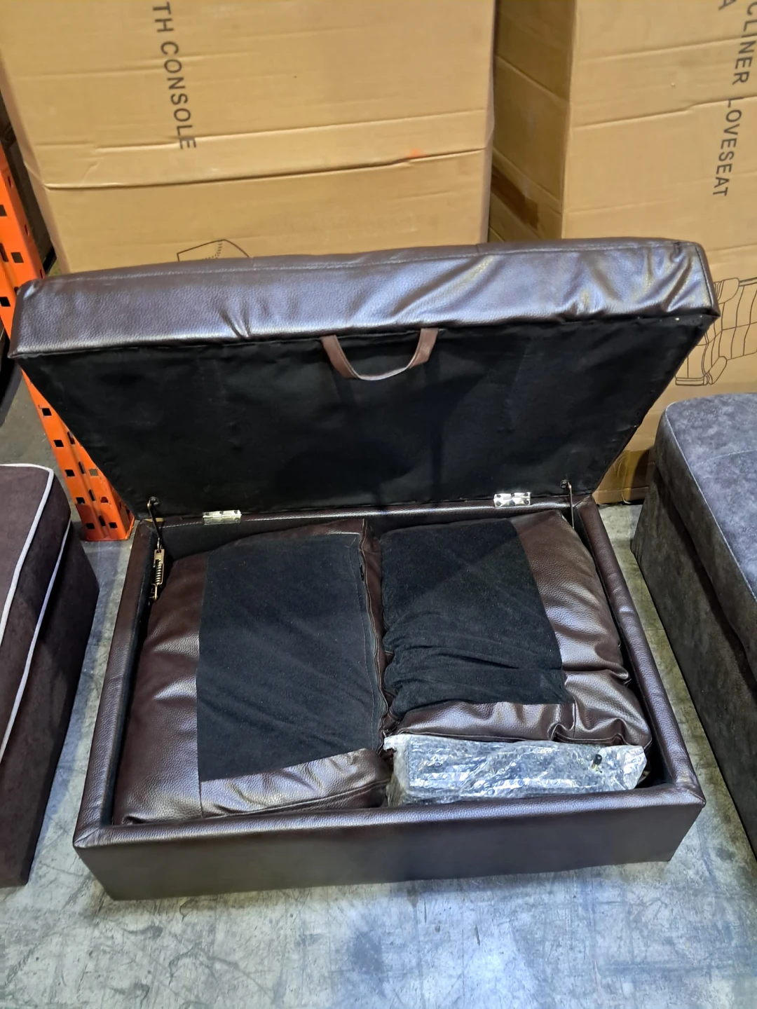Black Velvet Storage Ottoman - photo 4