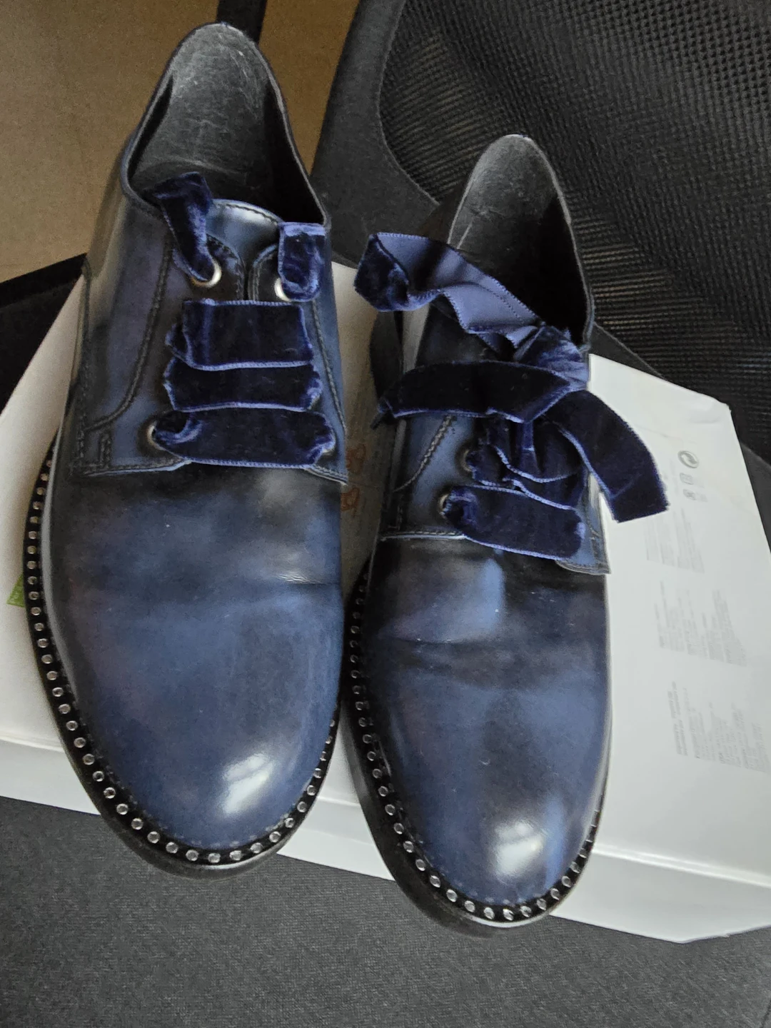 Blue Velvet Ribbon Oxford Shoes - photo 3