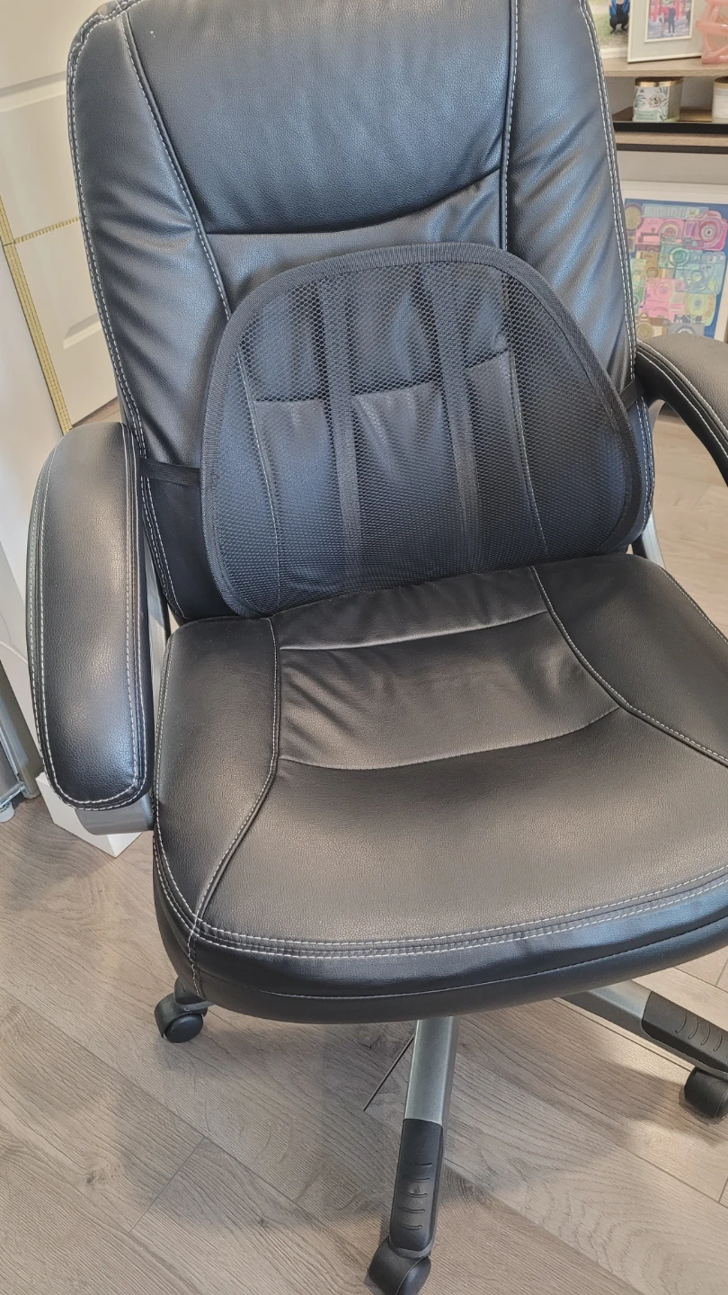 Black Faux Leather Office Chair with Lumbar Support - photo 5