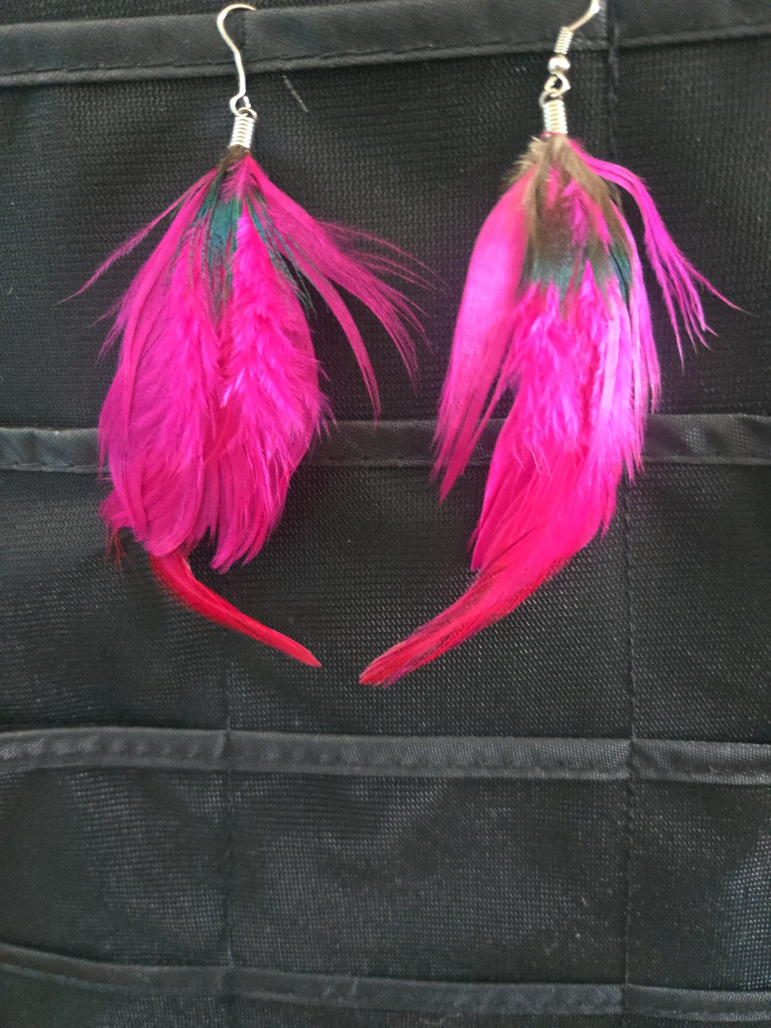 Hot Pink Feather Earrings