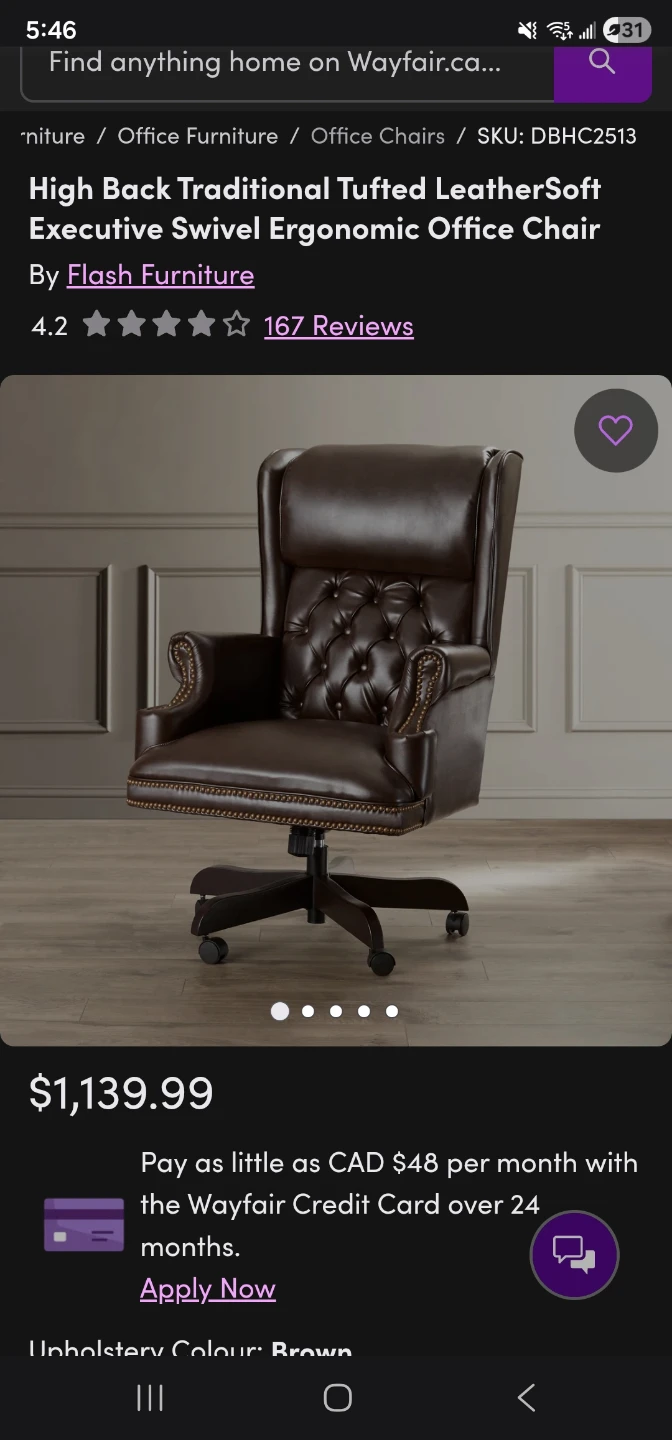 Brown Executive Swivel Office Chair