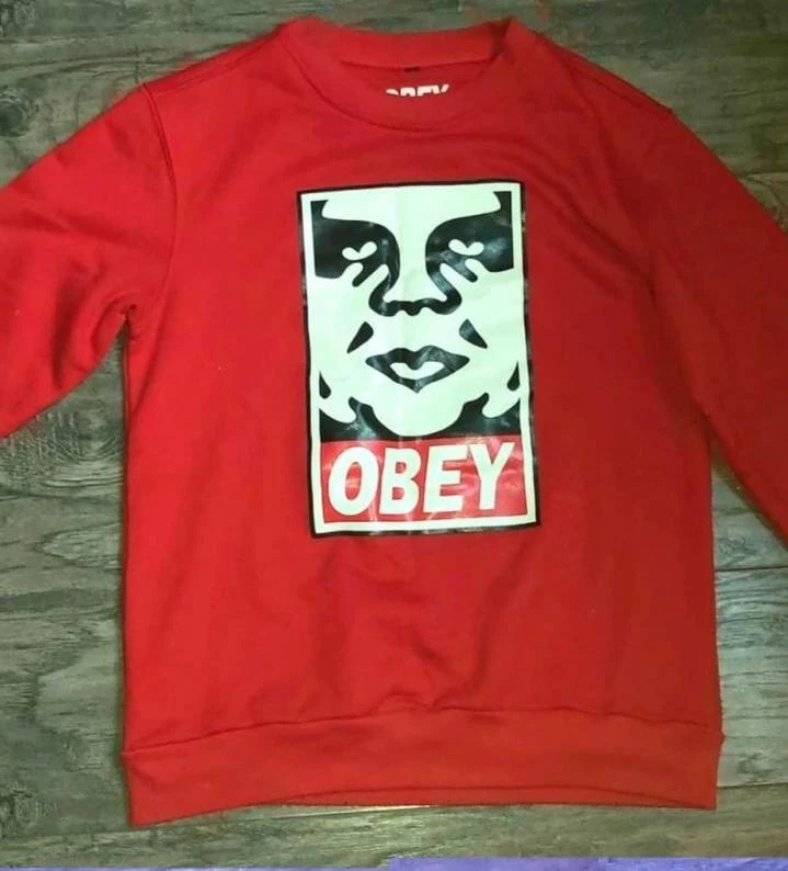 Red OBEY graphic crewneck sweatshirt - photo 2
