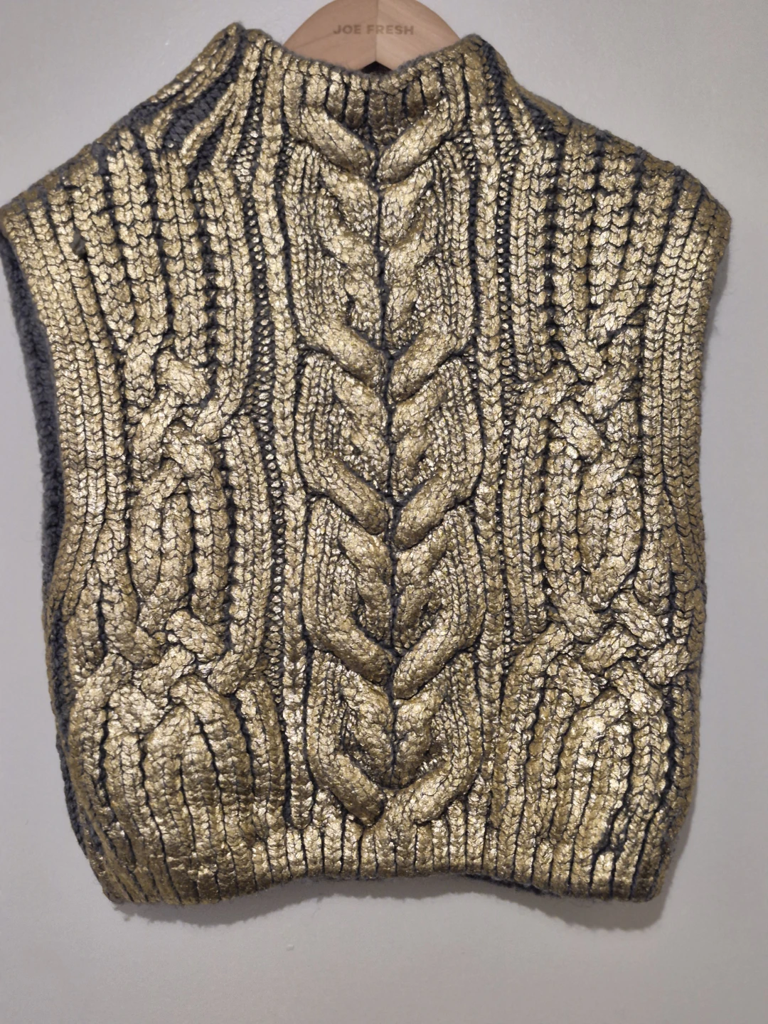 Zara Gold Cable Knit Sleeveless Sweater Vest