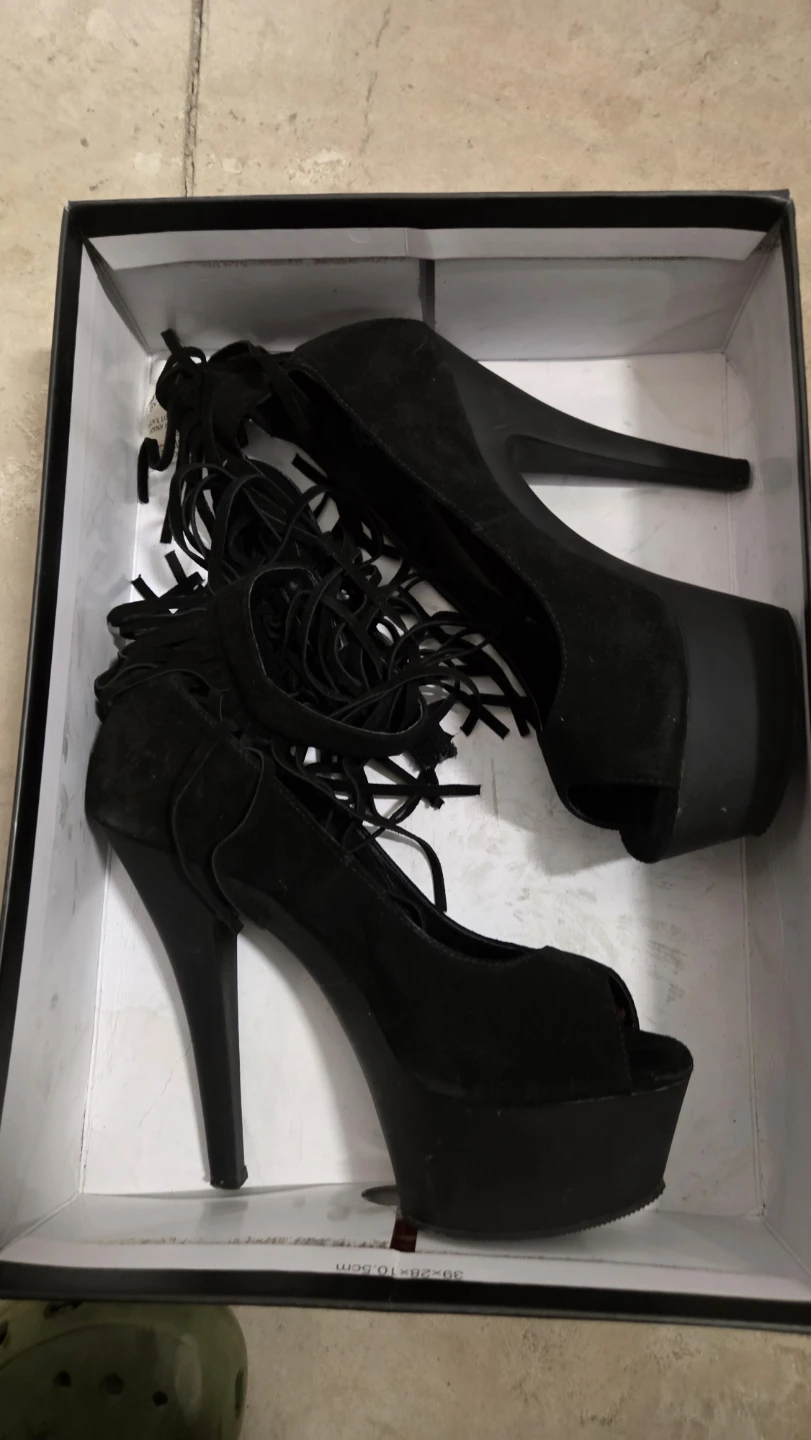 Black Fringe Platform Heels - photo 3
