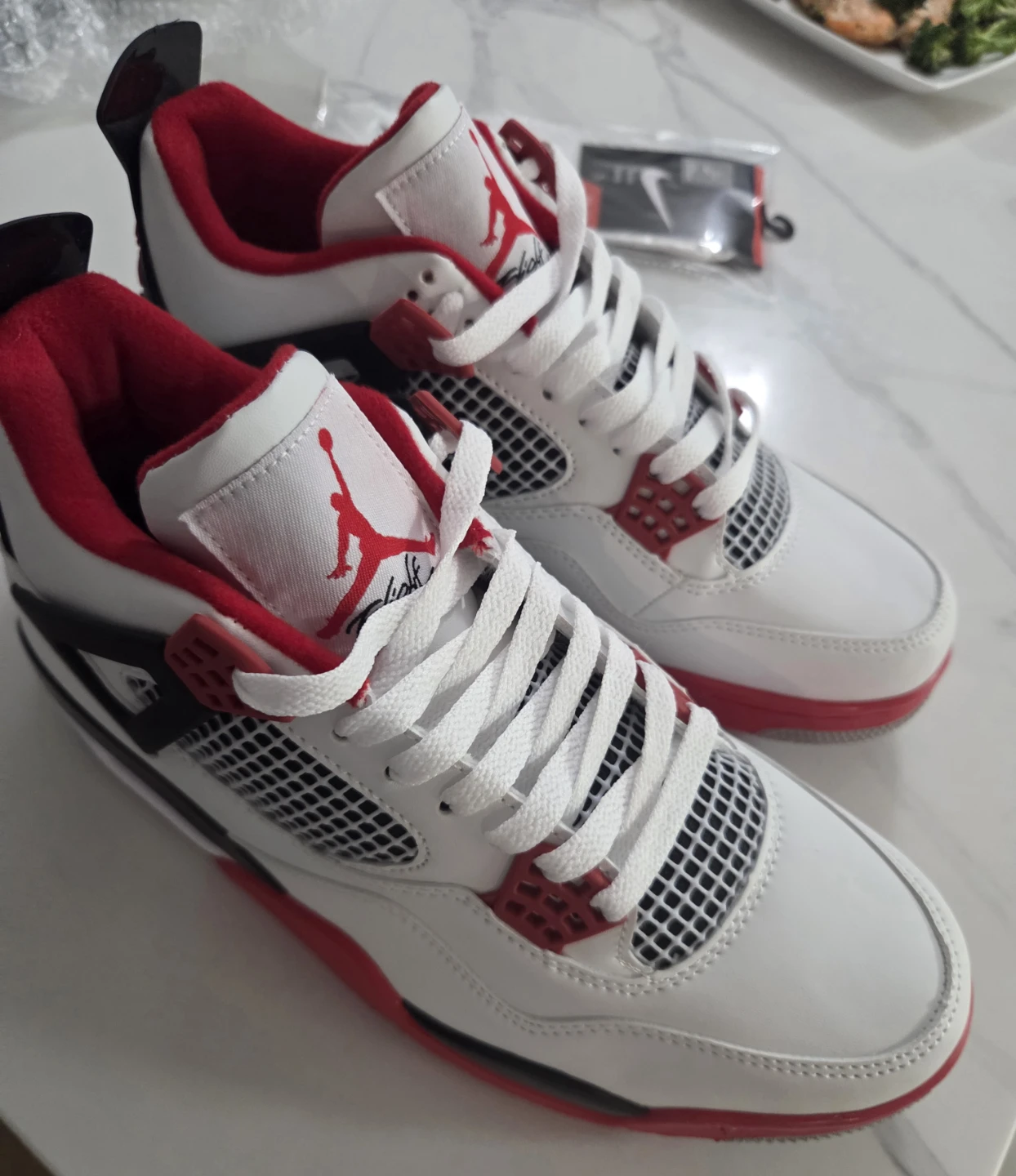 Air Jordan 4 Retro White Red Sneakers - photo 4