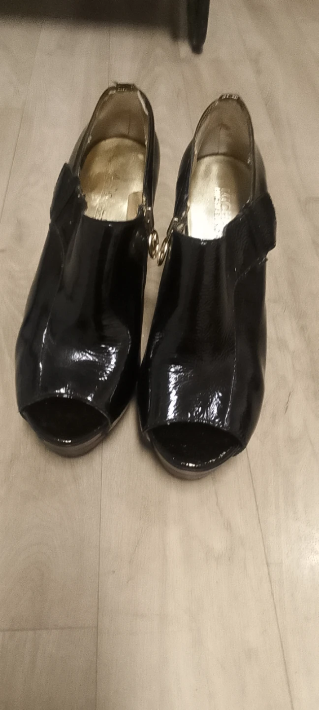 Michael Kors Black Patent Peep-Toe Booties