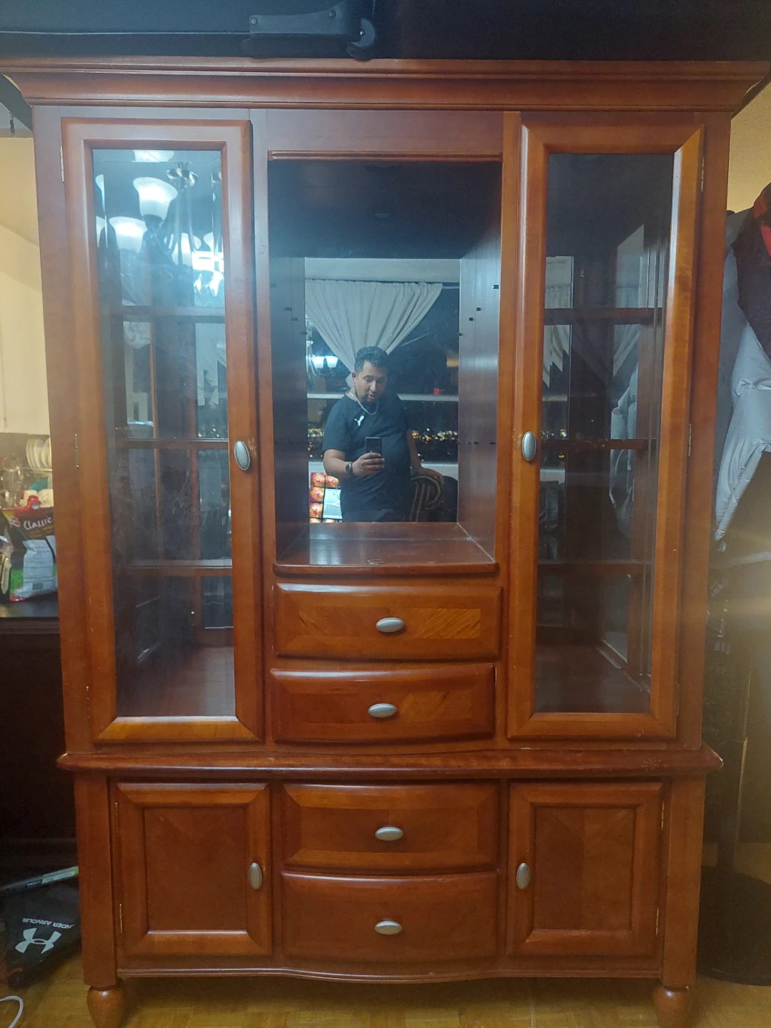 Wooden China Cabinet with Glass Doors
