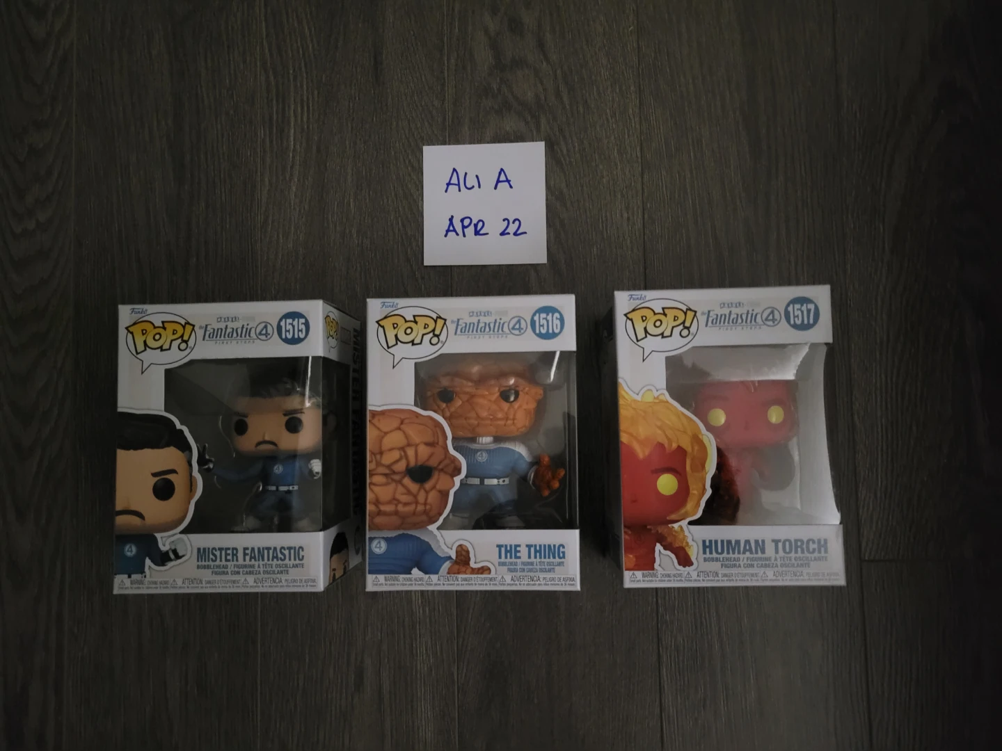 Fantastic Funko pops Mister Fantastic, The Thing, Human Torch