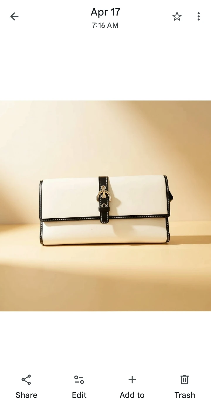 Coach White Clutch with Black Trim and Buckle