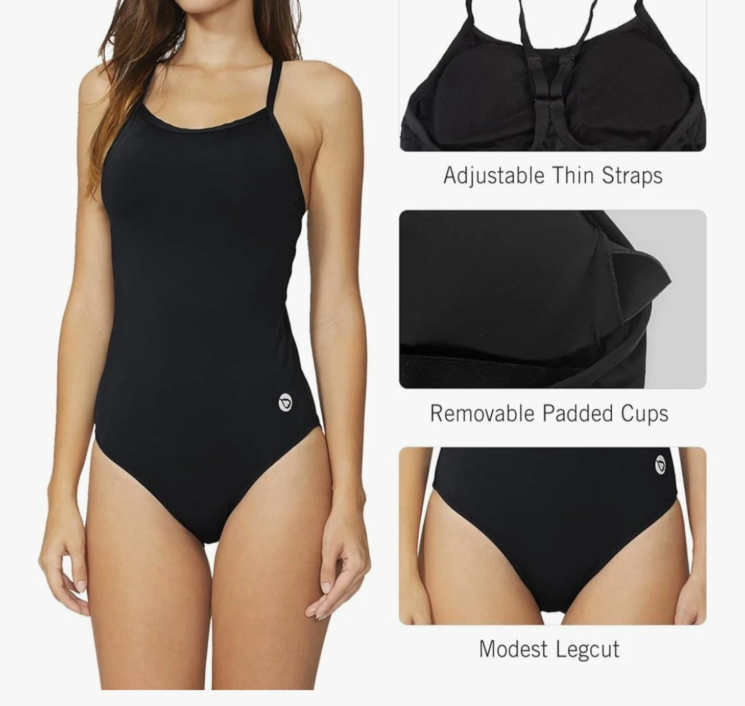Black One-Piece Swimsuit with Cutout