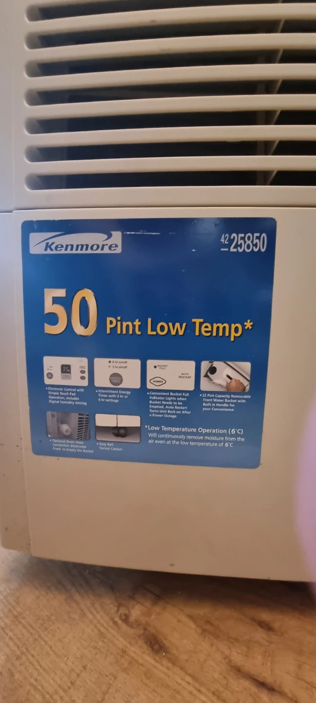 Kenmore 50 Pint Low Temp Dehumidifier - photo 3