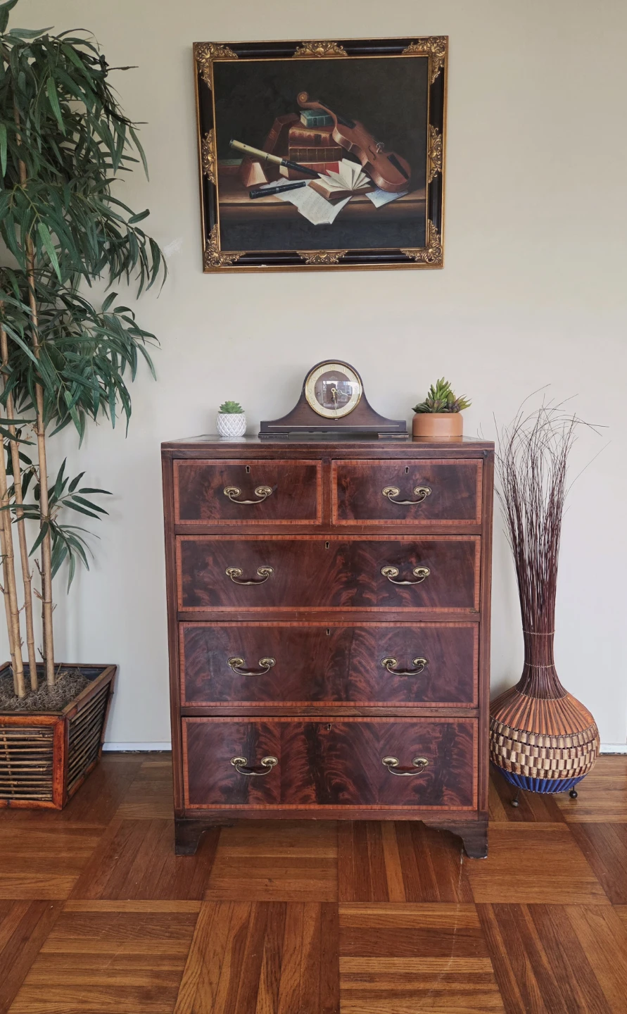 Antique Flame Mahogany Two-Tone Dresser