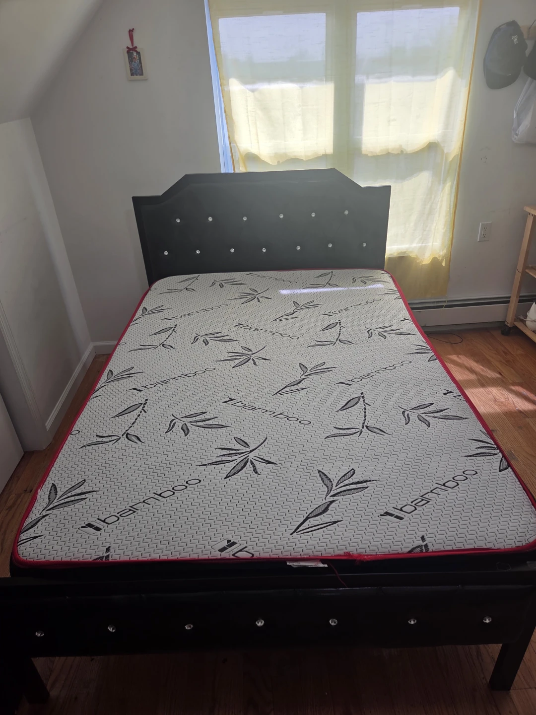 Black Queen Bed Frame with Bamboo Mattress - photo 3