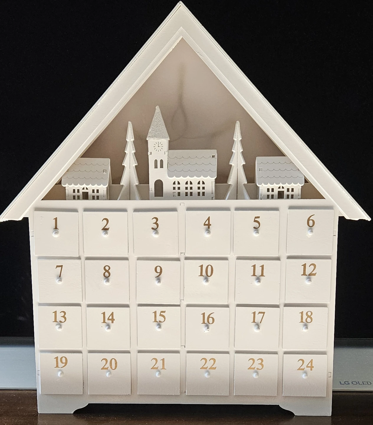 Wooden Advent Calendar House with Lights