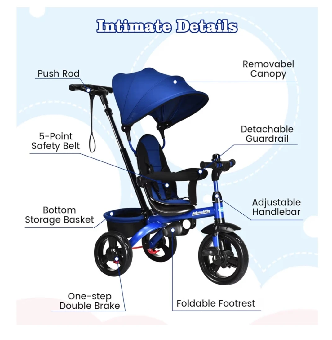 Blue 4-in-1 Kids Tricycle - photo 3