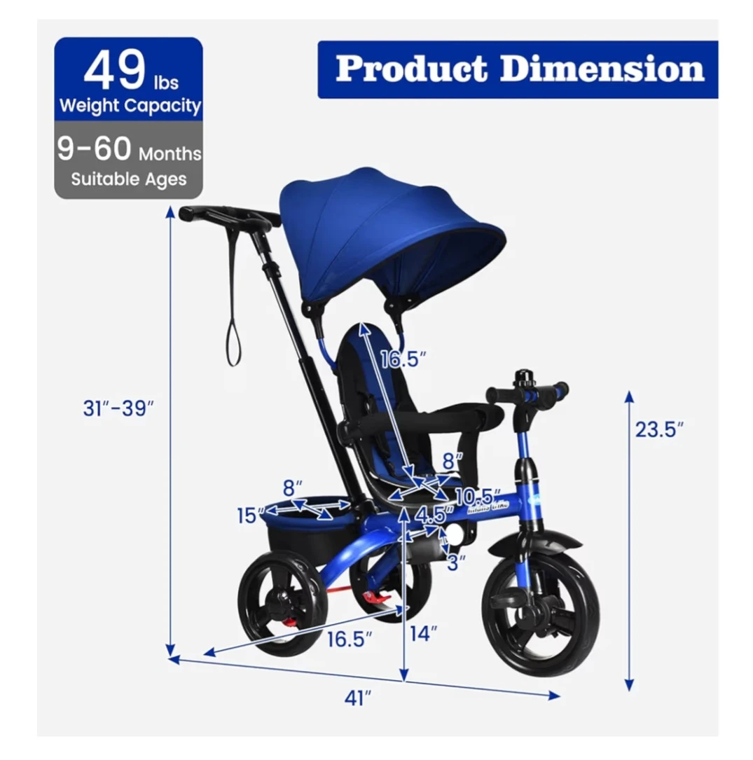 Blue 4-in-1 Kids Tricycle - photo 4
