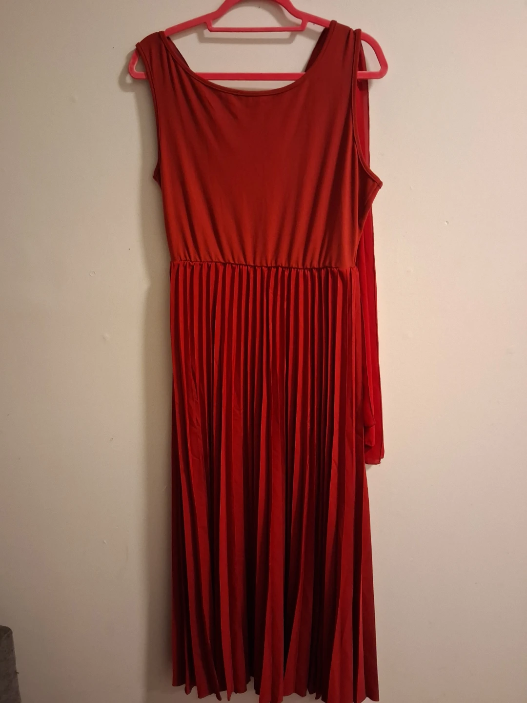 Shein Red Pleated Maxi Dress with Drape Detail - photo 3