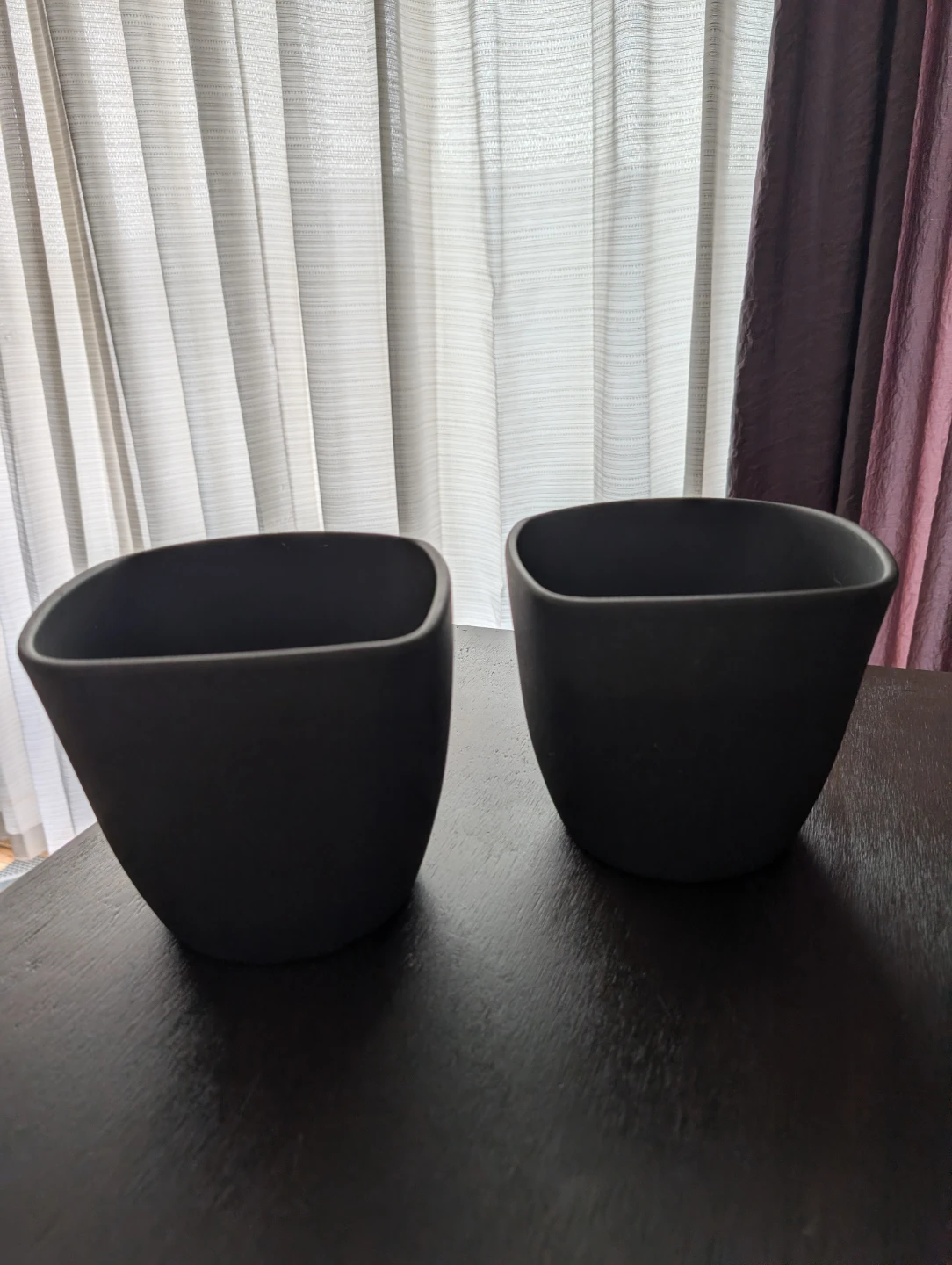 Set of Two 6" Grey Ceramic Pots