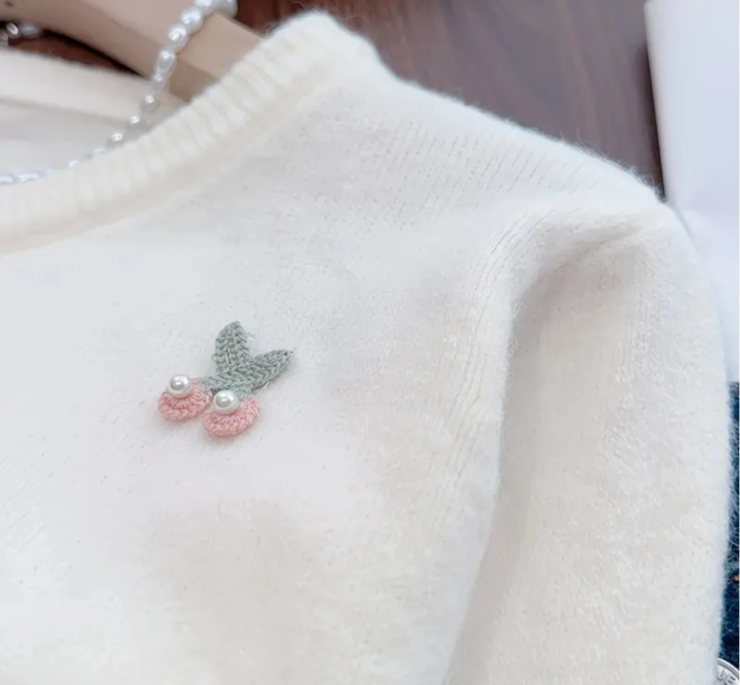 Brand New Cream color Cherry Embellished Cardigan - photo 3