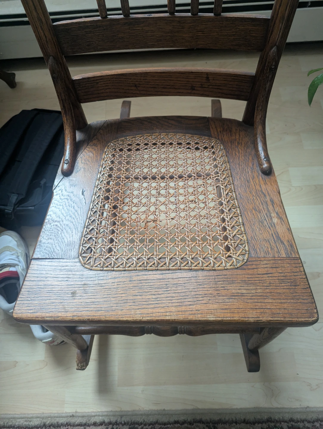 Antique Wooden Rocking Chair with Cane Seat - photo 2