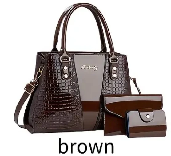 Brown Handbag Set with Wallet