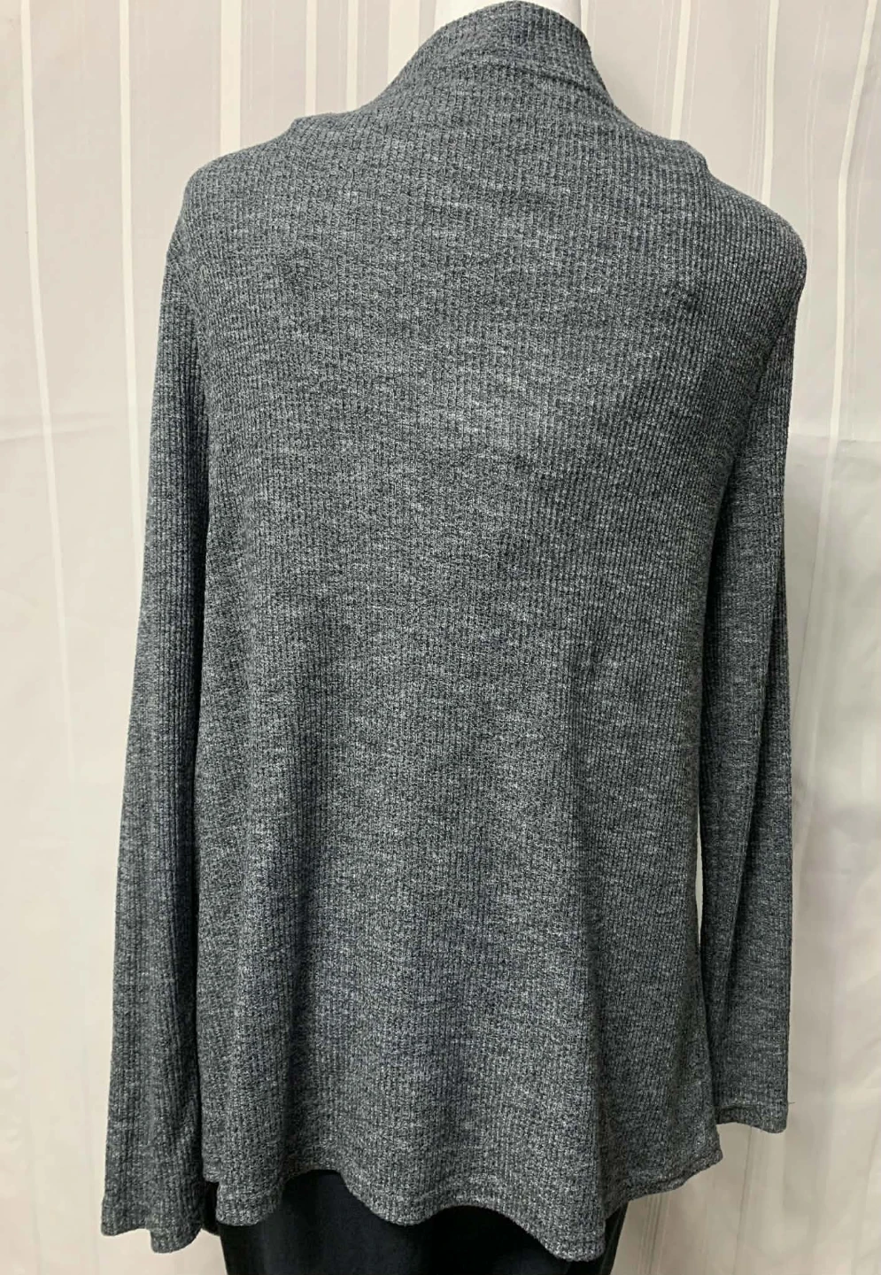 Poof! Grey Ribbed Long Sleeve Cardigan - photo 3