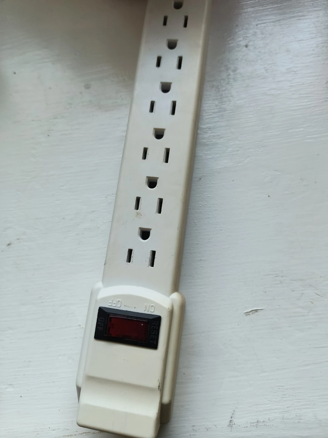 White 6-Outlet Power Strip with On/Off Switch