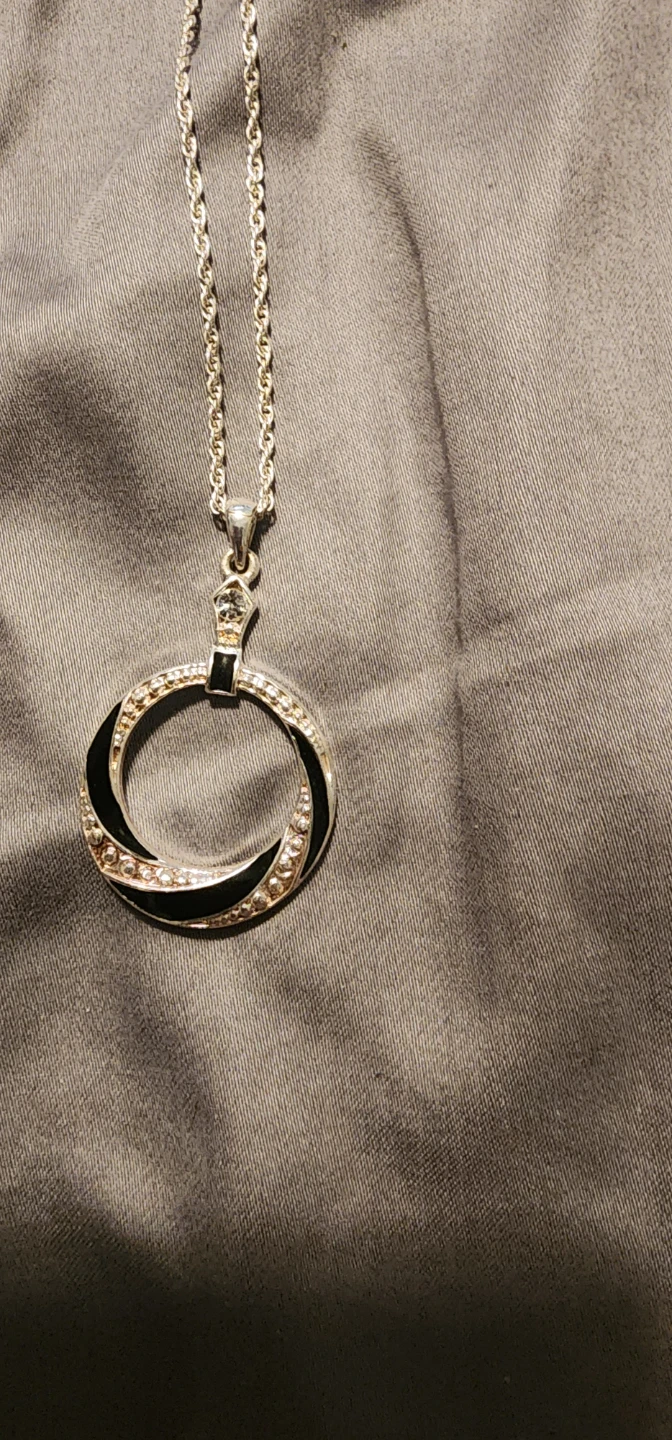 Silver tone pendant necklace with crystal accents - photo 2