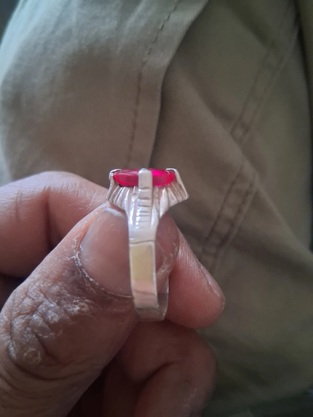 Men's Silver Ring with original pink Ruby - photo 2