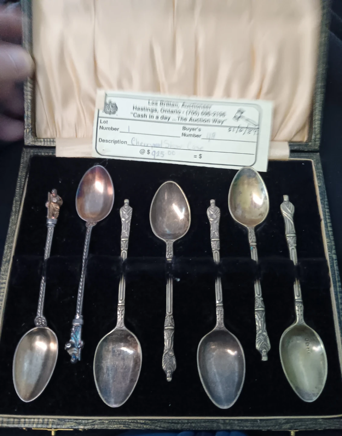 Antique Silver Spoons Set with Display Case - photo 2