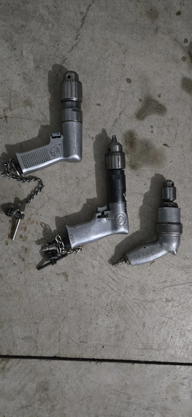Assorted Air Tools: Drills,