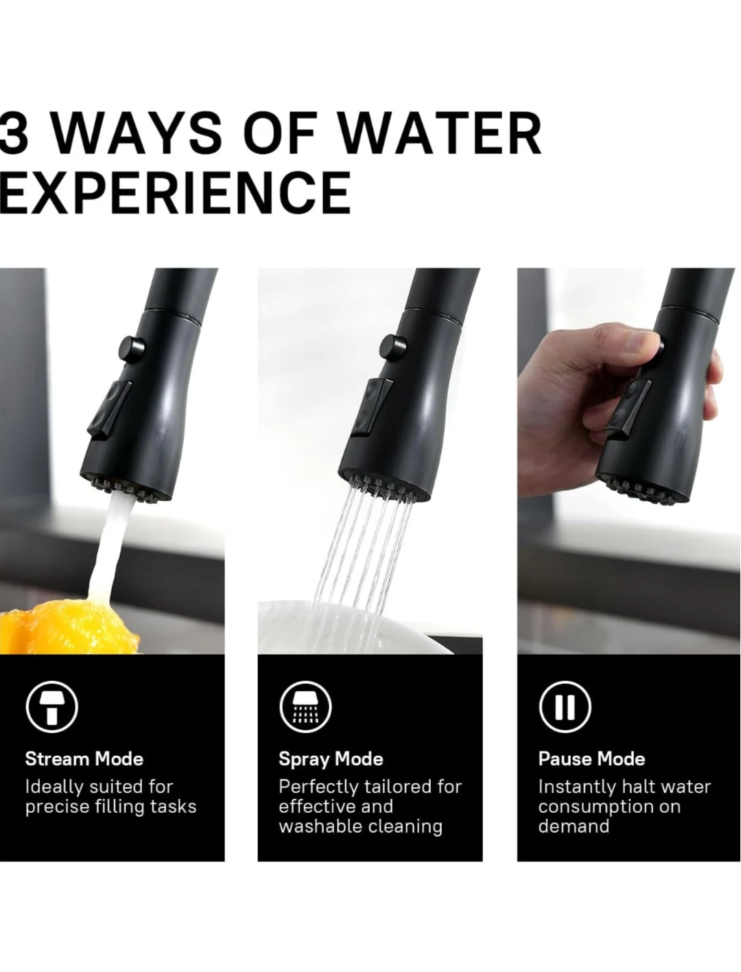 WEWE Black Stainless Steel Kitchen Faucet - photo 5