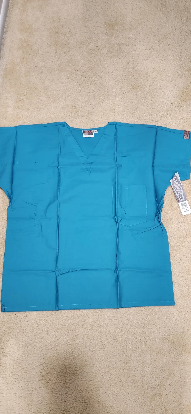 ScrubZone Teal V-Neck Scrub Top and Pants Set - Size Large