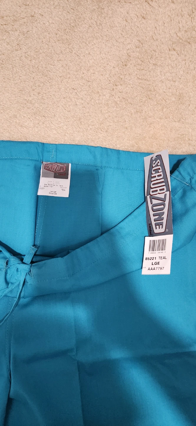 ScrubZone Teal V-Neck Scrub Top and Pants Set - Size Large - photo 4