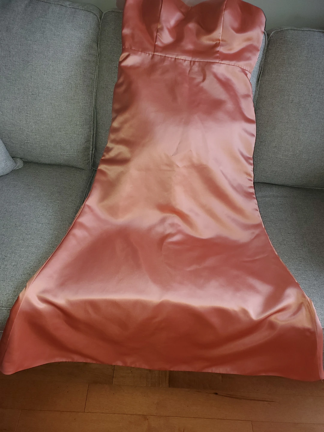 Coral Pink Satin One-Shoulder Prom Dress - photo 3