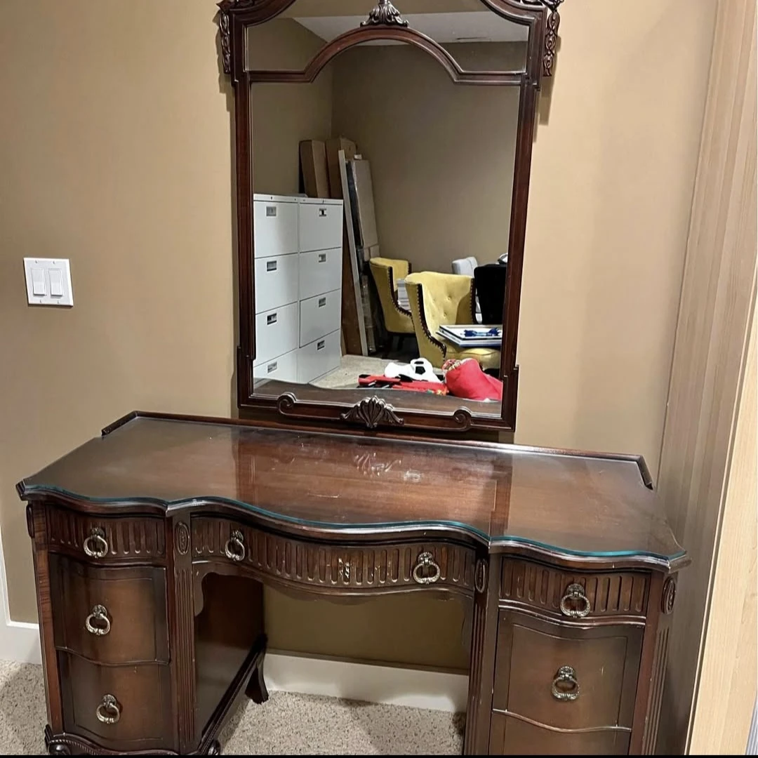 Vintage Vanity Desk with Mirror - photo 5
