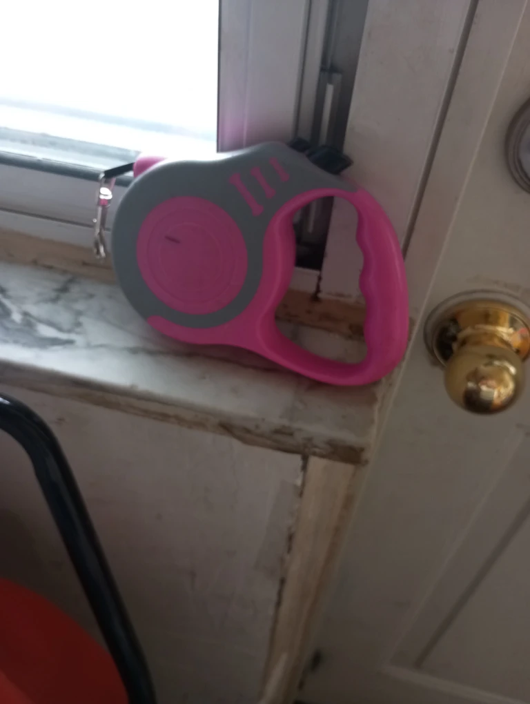 Pink and Grey Retractable Dog Leash