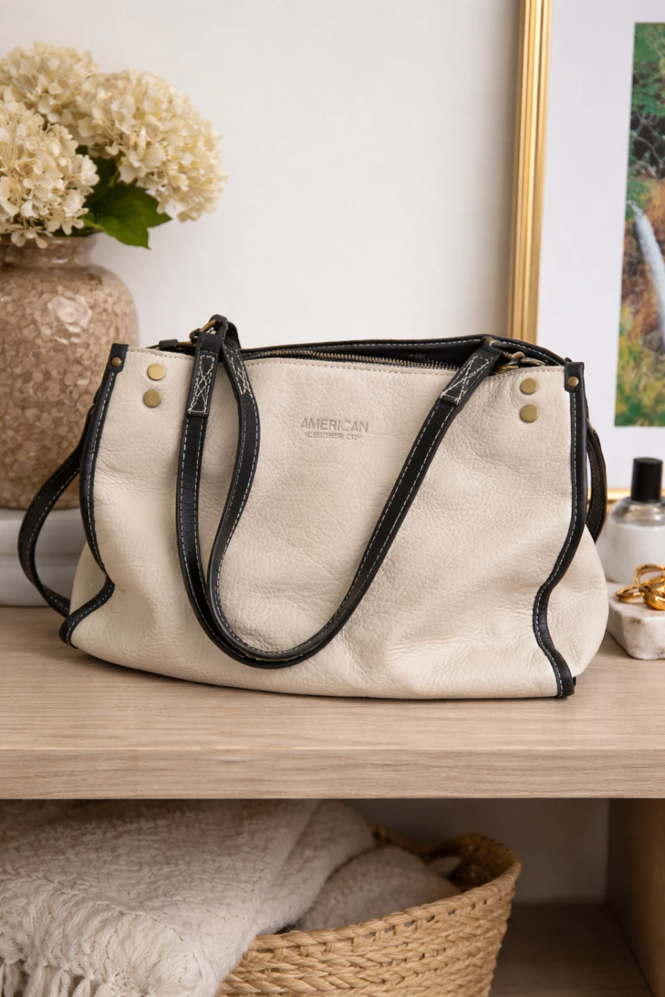 American Leather Co. Cream Satchel Bag