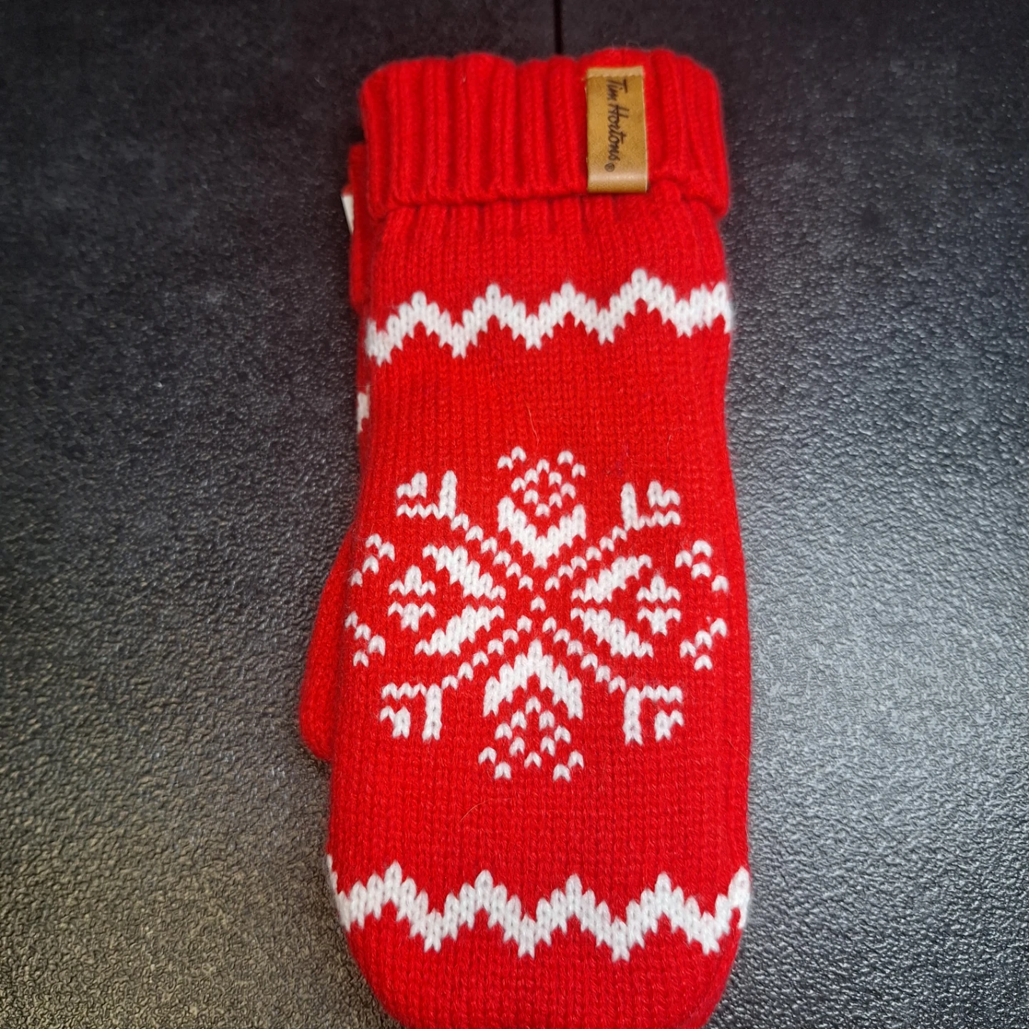 Tim Hortons Red Snowflake Knit Mittens