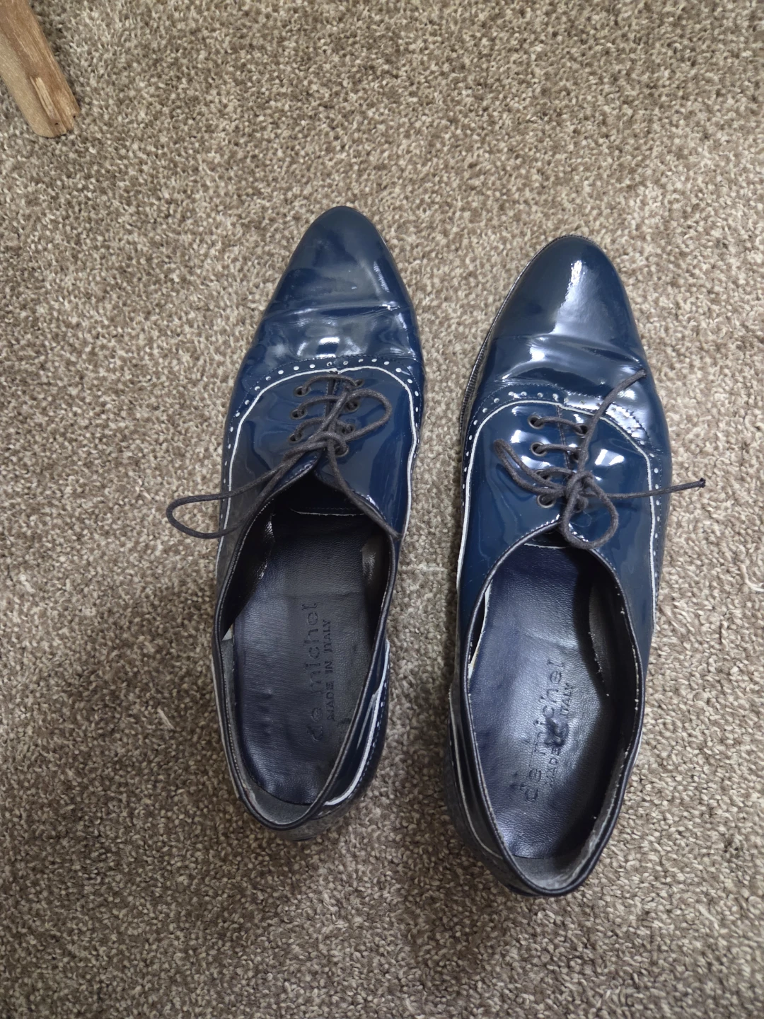 De Michel Navy Patent Leather Lace-Up Shoes - photo 2