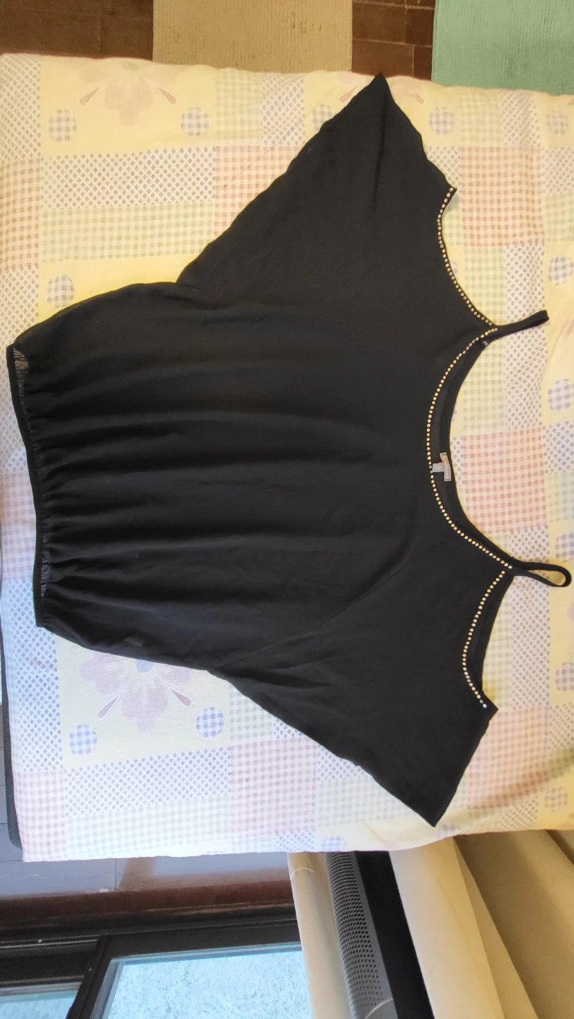 Black Chiffon Blouse with Rhinestone Embellishments