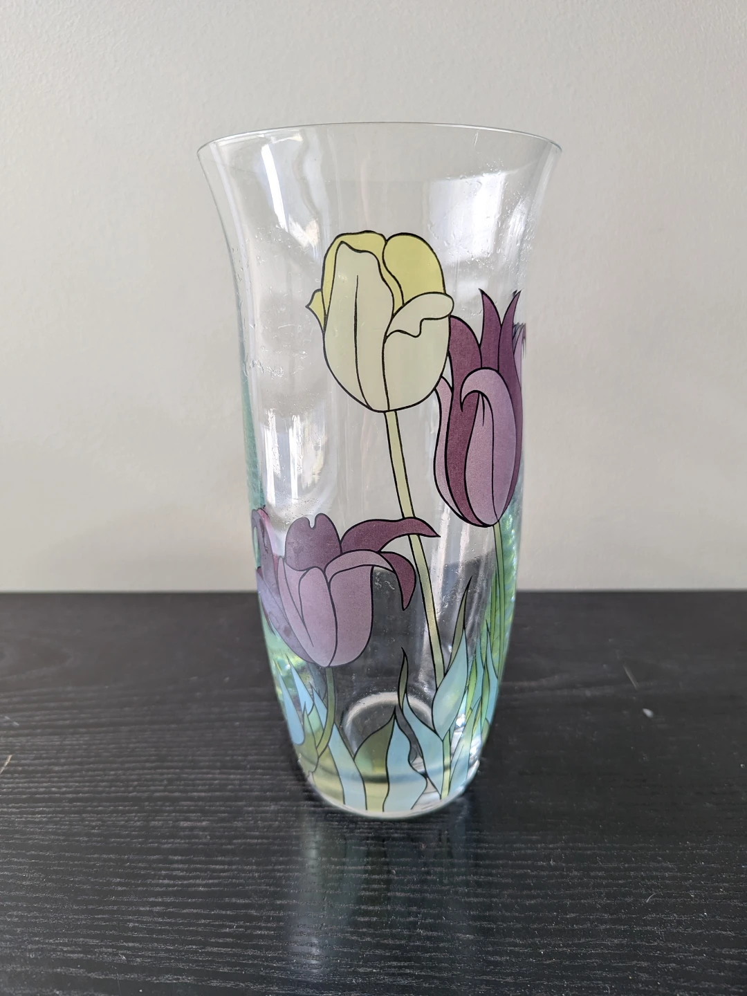 Glass Vase with Tulip Design