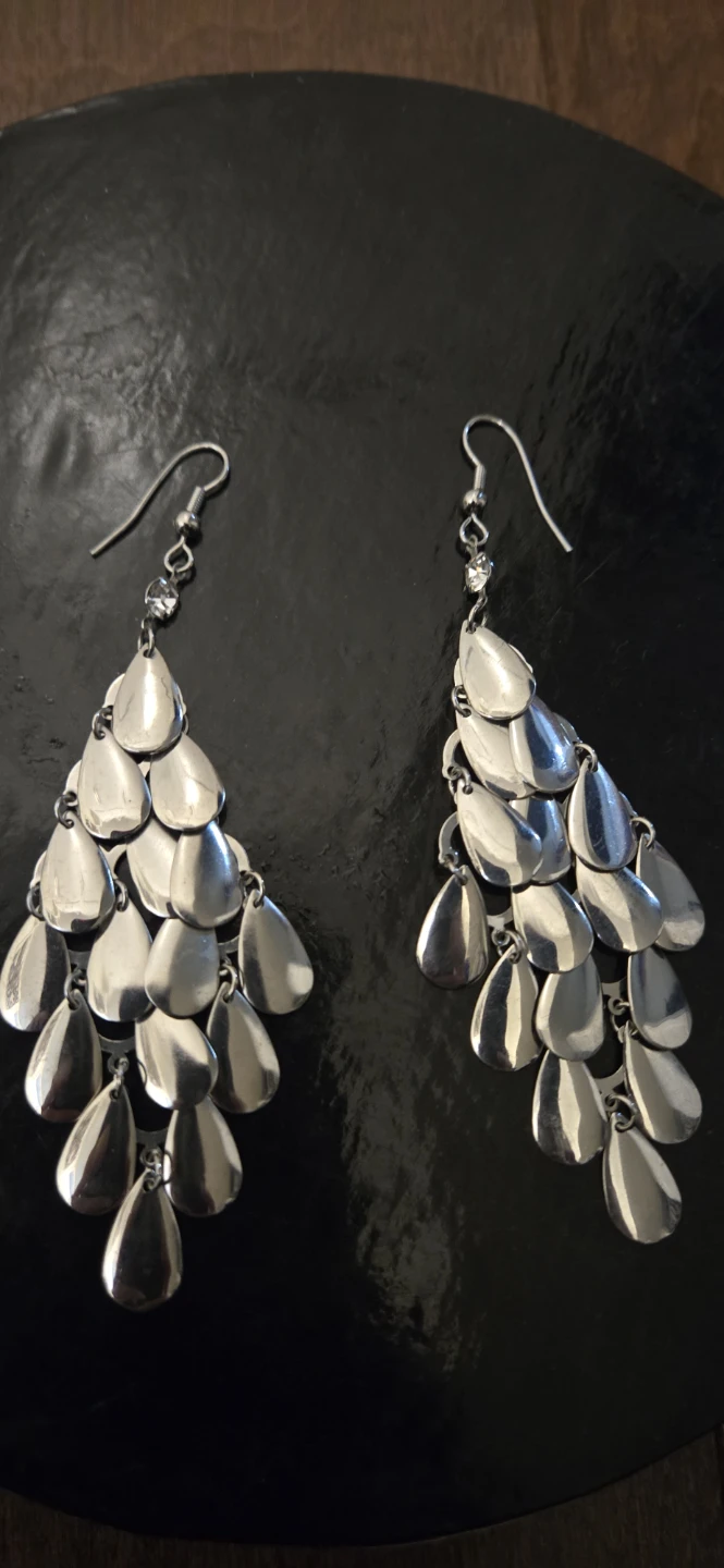 Silver Dangle Earrings with Teardrop Charms