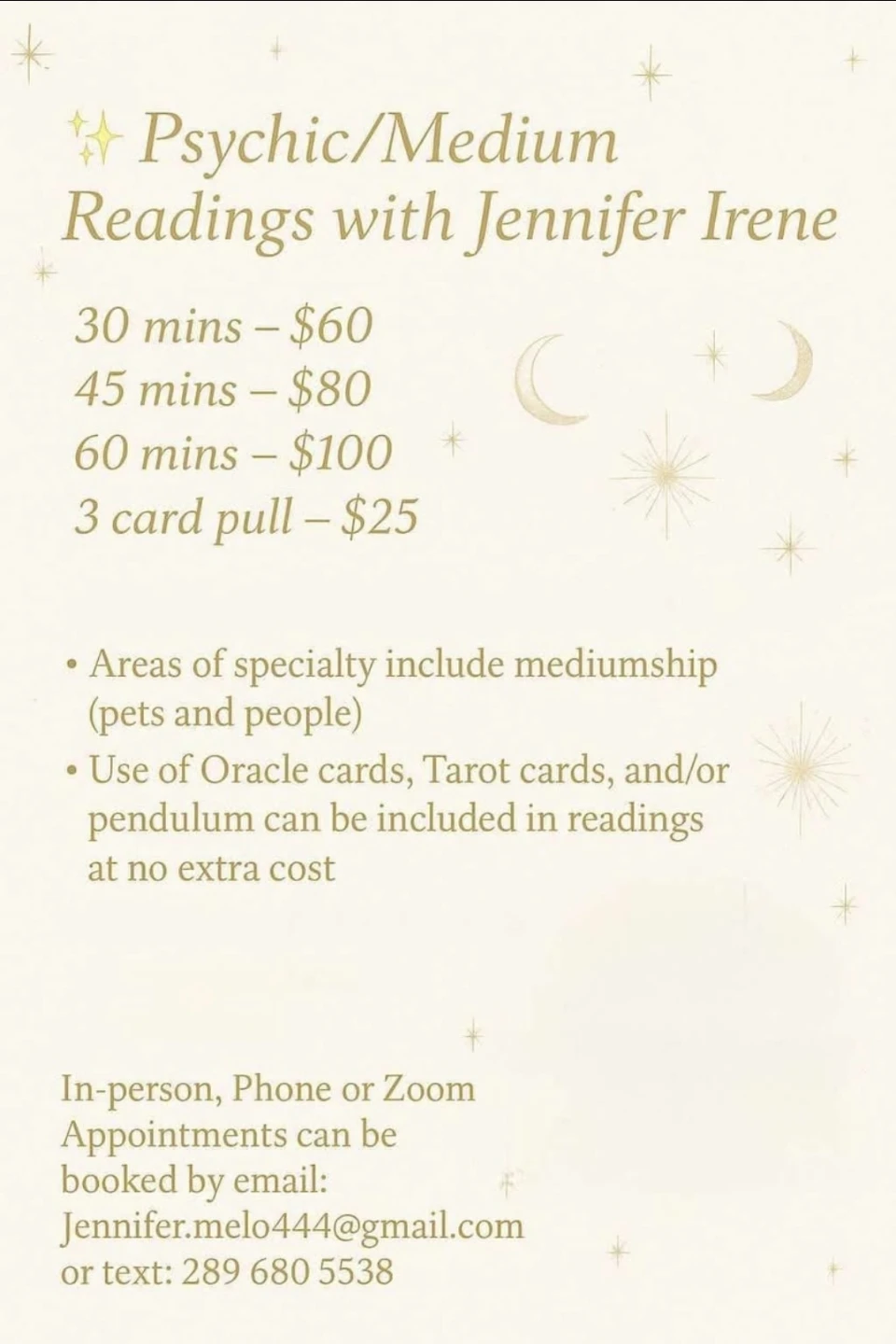 Psychic/Medium Readings with Jennifer Irene