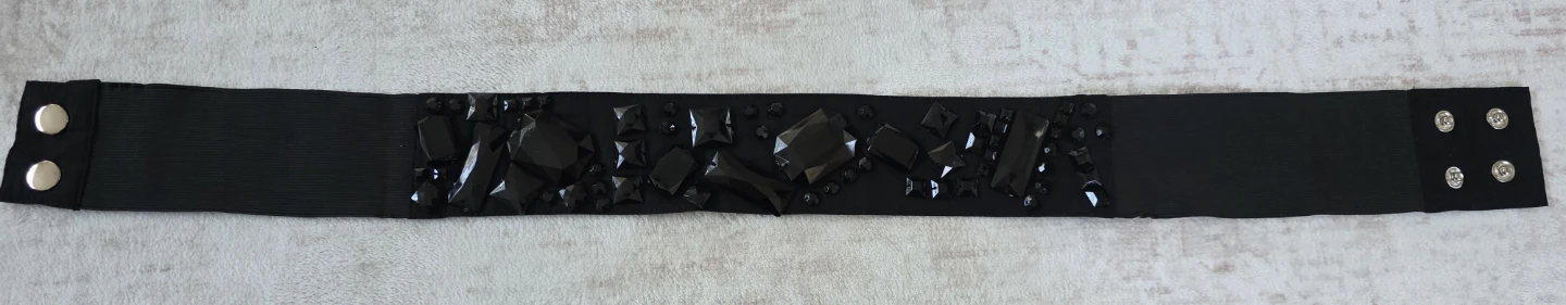 Black Elastic Belt with Rhinestones
