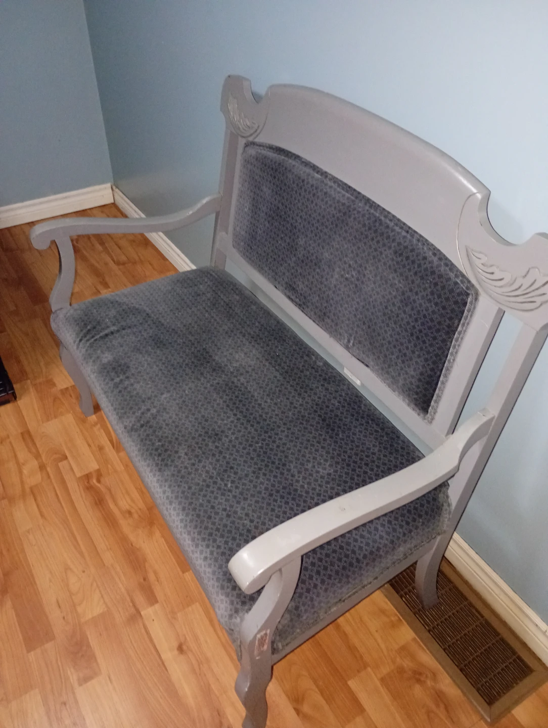 Grey Loveseat with Dark Grey Upholstery